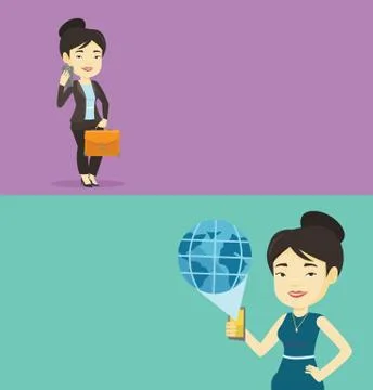 Two technology banners with space for text. Stock Illustration