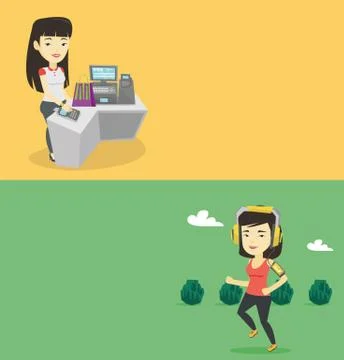 Two technology banners with space for text. Stock Illustration
