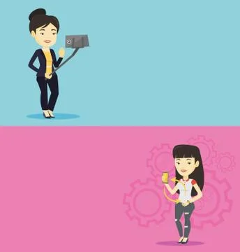Two technology banners with space for text. Stock Illustration