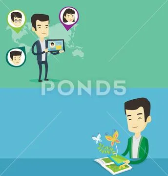 Two technology banners with space for text. Stock Illustrationen