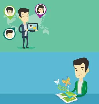 Two technology banners with space for text. Stock Illustration