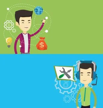 Two technology banners with space for text. Stock Illustration