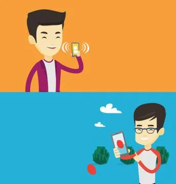 Two technology banners with space for text. Stock Illustration