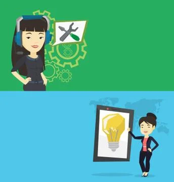 Two technology banners with space for text. Stock Illustration