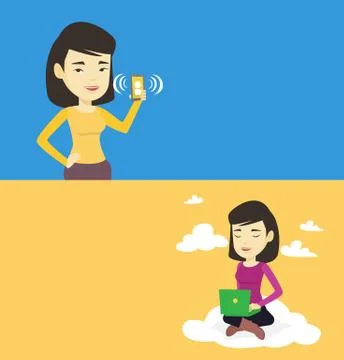 Two technology banners with space for text. Stock Illustration