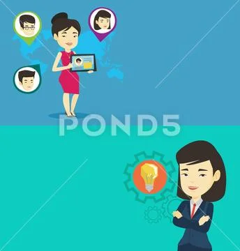 Two technology banners with space for text. Stock Illustrationen