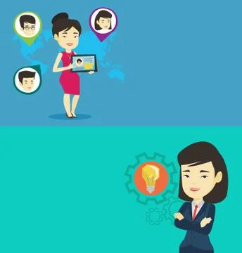 Two technology banners with space for text. Stock Illustration