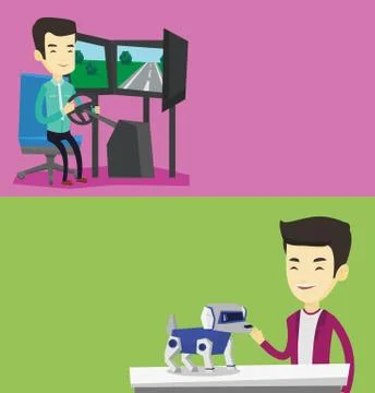 Two technology banners with space for text. Stock Illustration