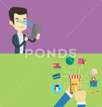 Two technology banners with space for text. Stock Illustrationen