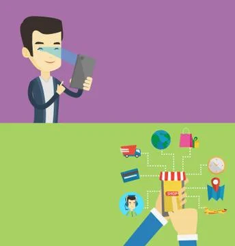 Two technology banners with space for text. Stock Illustration
