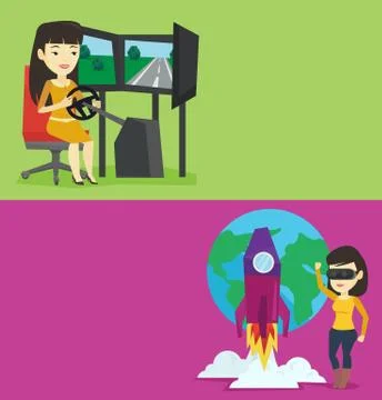 Two technology banners with space for text. Stock Illustration