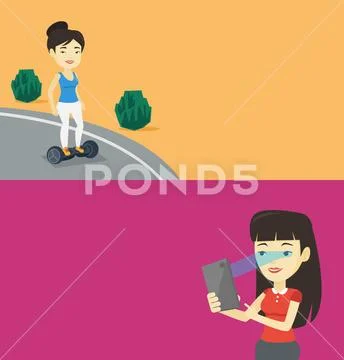 Two technology banners with space for text. Stock Illustration