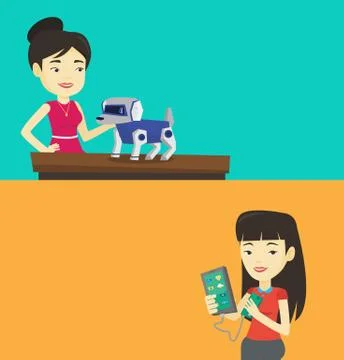 Two technology banners with space for text. Stock Illustration