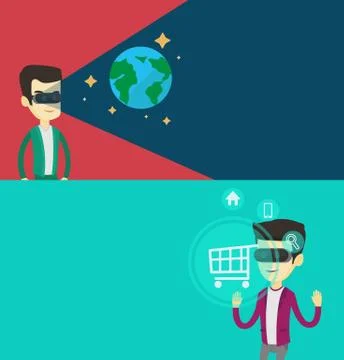 Two technology banners with space for text. Stock Illustration