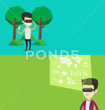 Two technology banners with space for text. Stock Illustrationen