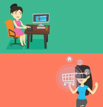 Two technology banners with space for text. Illustrazione stock