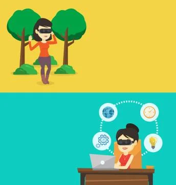 Two technology banners with space for text. Stock Illustration