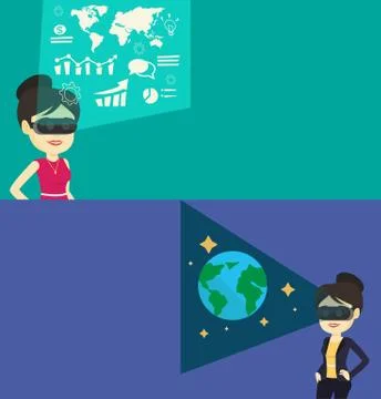 Two technology banners with space for text. Stock Illustration