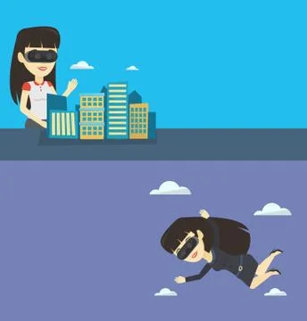 Two technology banners with space for text. Stock Illustration