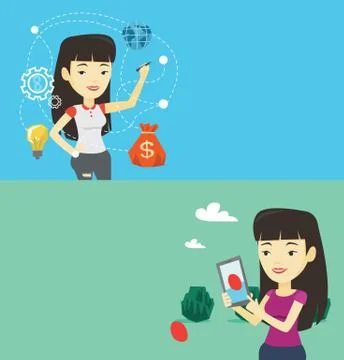 Two technology banners with space for text. Stock Illustration