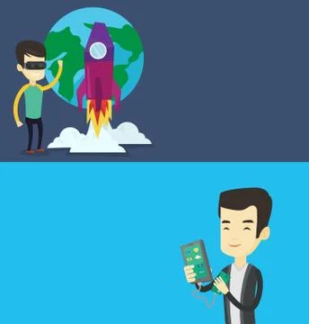Two technology banners with space for text. Stock Illustration