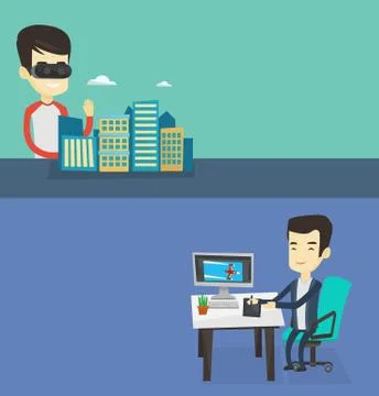 Two technology banners with space for text. Stock Illustration