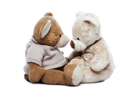 Two teddy bears looking each other Stock Photos