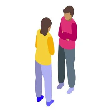 Two teenagers having a difficult conversation while standing Stock Illustration