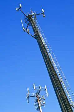 Two telecommunication antennas Stock Photos