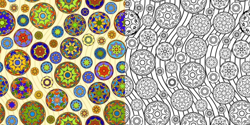 Two Temari Ball Patterns Stock Illustration