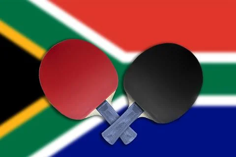 Two tennis rackets on the background of the flags of Sweden and China Stock Photos