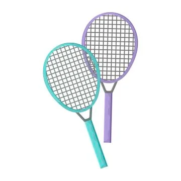 Two tennis rackets. Vector cartoon Isolated Objects Stock Illustration