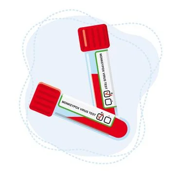 Two test tubes for a blood test to determine the monkeypox virus. Stock Illustration