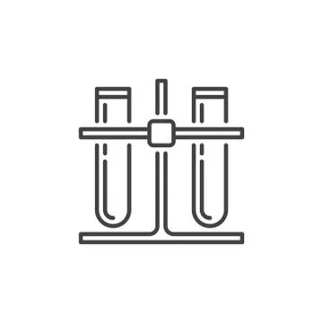Two Test Tubes on rack vector outline icon or sign Ilustración de archivo