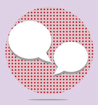 Two text balloons in red spotted round on pink background Illustrazione stock