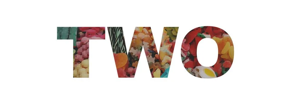 TWO text image stock design in colorful style letters Stock Illustration