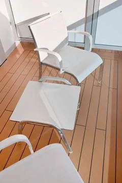 Two textile chairs and table Stock Photos