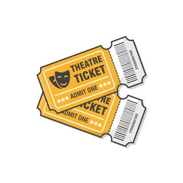 Two Theatre Tickets Vector Icon Illustration. Ticket For Entrance To The Even Ilustração Stock