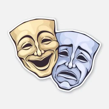 Two theatrical comedy and drama mask. Stock Illustration