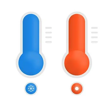Two thermometer icon on white background. Hot and cold. Vector illustration. Stock Illustration