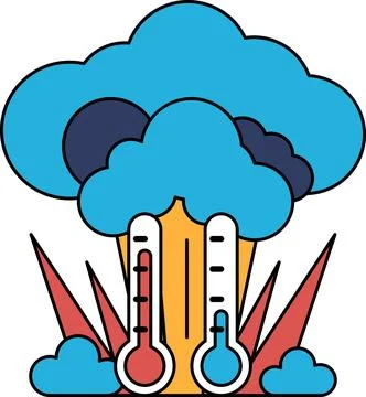 Two thermometers on a cloudy day Stock Illustration