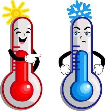 Two thermometers with emotions Stock Illustration