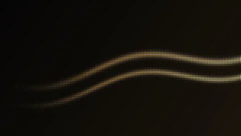 Two thin golden halftone dot waves on black, luxury background Illustrazione stock