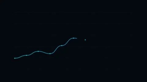 Two thin light blue curved lines glowing against a deep black background Stock Footage 338310319