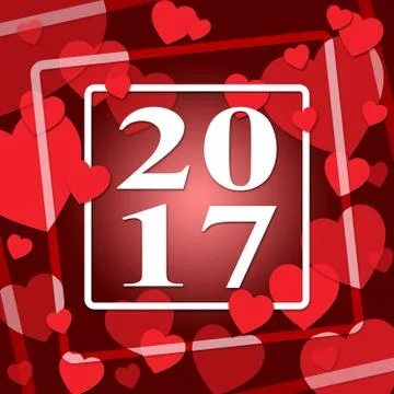 Two Thousand Seventeen Representing New Year And Relationship Stock-Illustration