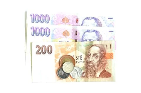 Two thousand, two hundred and coin czech crowns Stock Photos