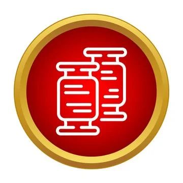 Two thread spools icon on red background Stock Illustration