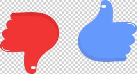 Two thumbs up, red and blue, like and dislike Ilustración de archivo