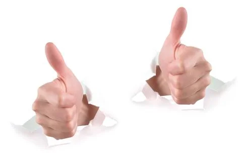 Two thumbs up on white Stock Photos