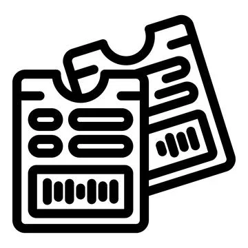 Two tickets with barcodes for event access and entertainment 库存插图